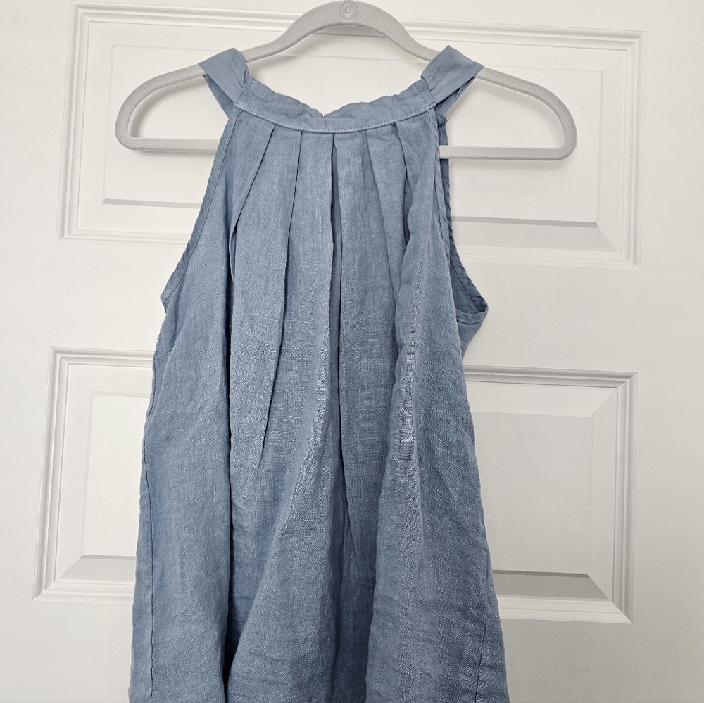 Chic Blue Linen Top